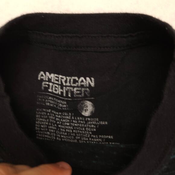 American Fighter Casual Graphic Crew Neck T Shirt Mens Size S Black Blue - Picture 3 of 9